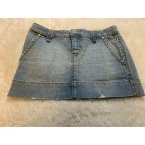 Decree Size 0 Womens Skirt Denim Light Wash Stretch Short mini Embellish…